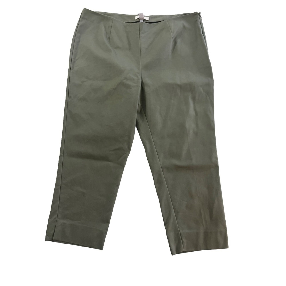 Chico's Size 3 Capri Crop 23" Pants Light Olive Green Side Zipper Straight Leg‎